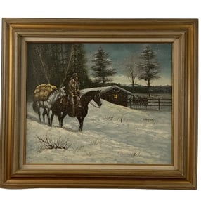 Snow Western Oil Painting by J. Stanford