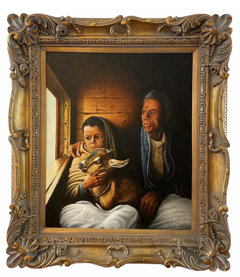 1986 Window express By W. H. Hayes: Oil Painting - Frame: 32 in H x 28 in L -