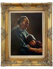 Grandmothers Love Oil Painting by L. Yung