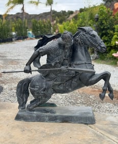 Large Rider and Horse Bronze Sculpture