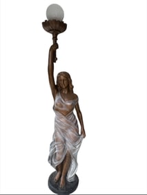 Life Size Bronze Lady Holding a Lamp