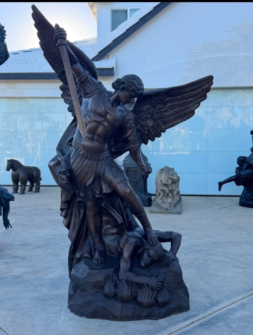 Life Size Saint Micheal The Archangel Bronze Statue