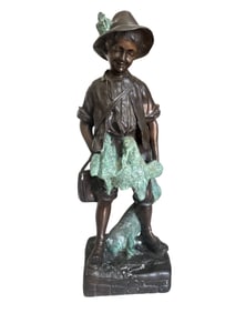 Large Bronze Hunter Bronze Sculpture