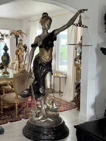 Monumental Bronze Justice Lady Sculpture