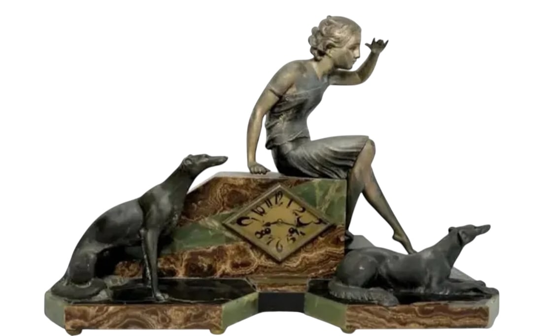 Huge Uriano Art Deco Sculpture Clock: Size: 25" x 19" x 9 "