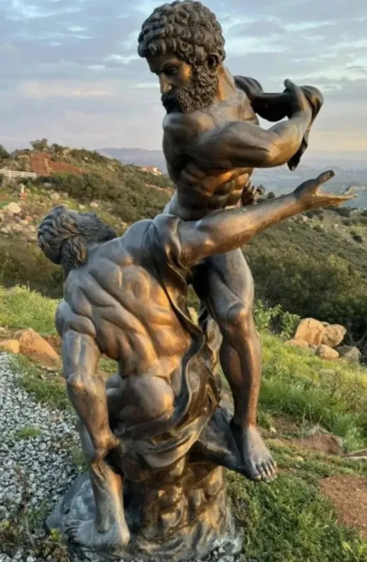 Life Size Hercules Fighting Bronze Sculpture: Size: 80 in H