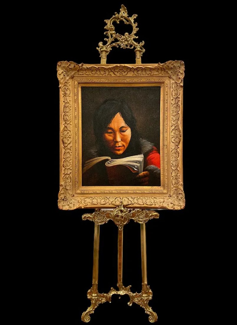 1979 The Book Oil painting by W. H. Hayes: Size:28 in x 24 in