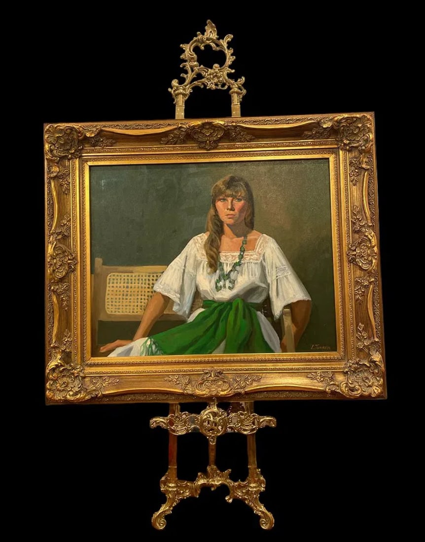 Woman Portrait oil on Canvas by L. Turner: Size: 41 x 35 in