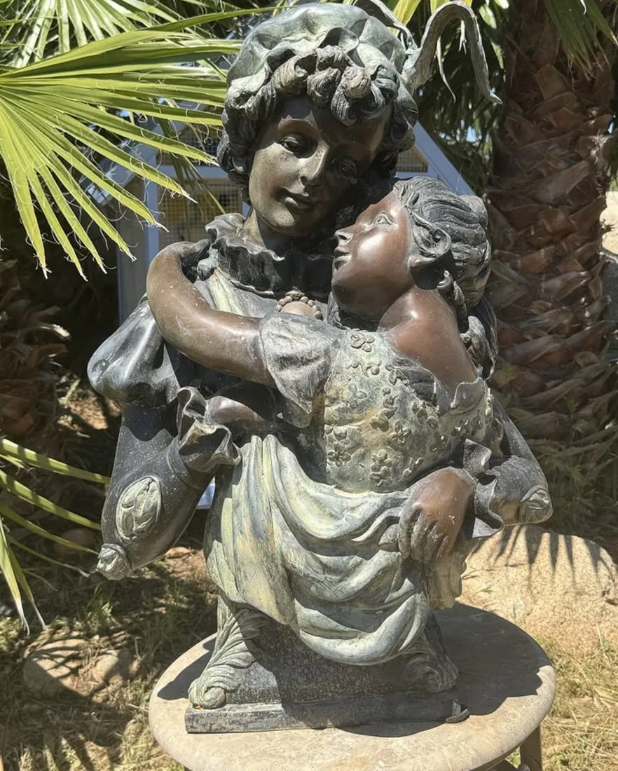 Romantic Couple Bronze Sculpture: ize: 32 in x 35 in