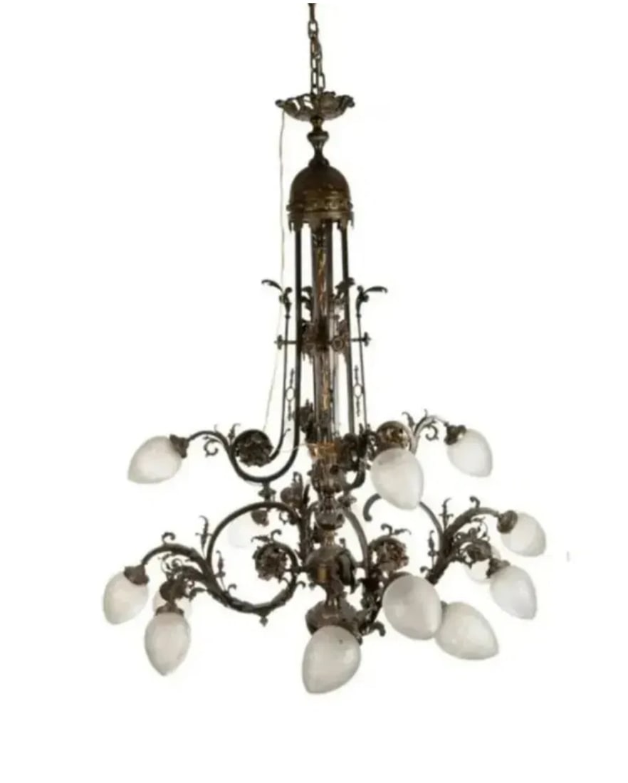 Monumental French Bronze Chandelier: Size 90 in x 62 in