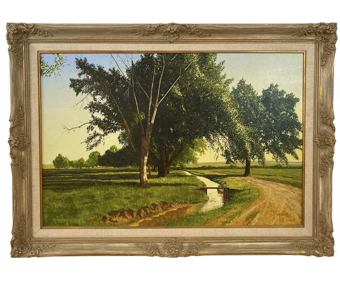 Landscape Oil Painting River by Walt Johnston: size: 43 in x 31 in