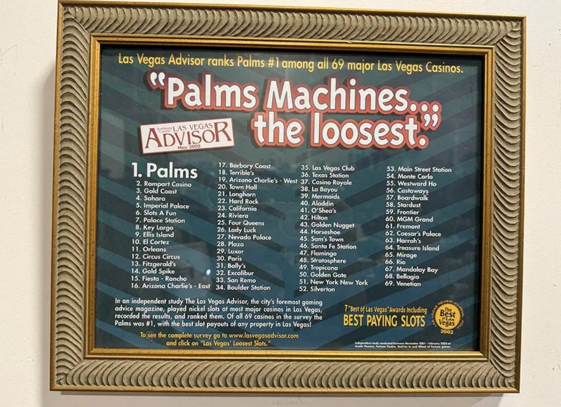 Palms Machines Las Vegas Nevada: size: 16.5 in x 14