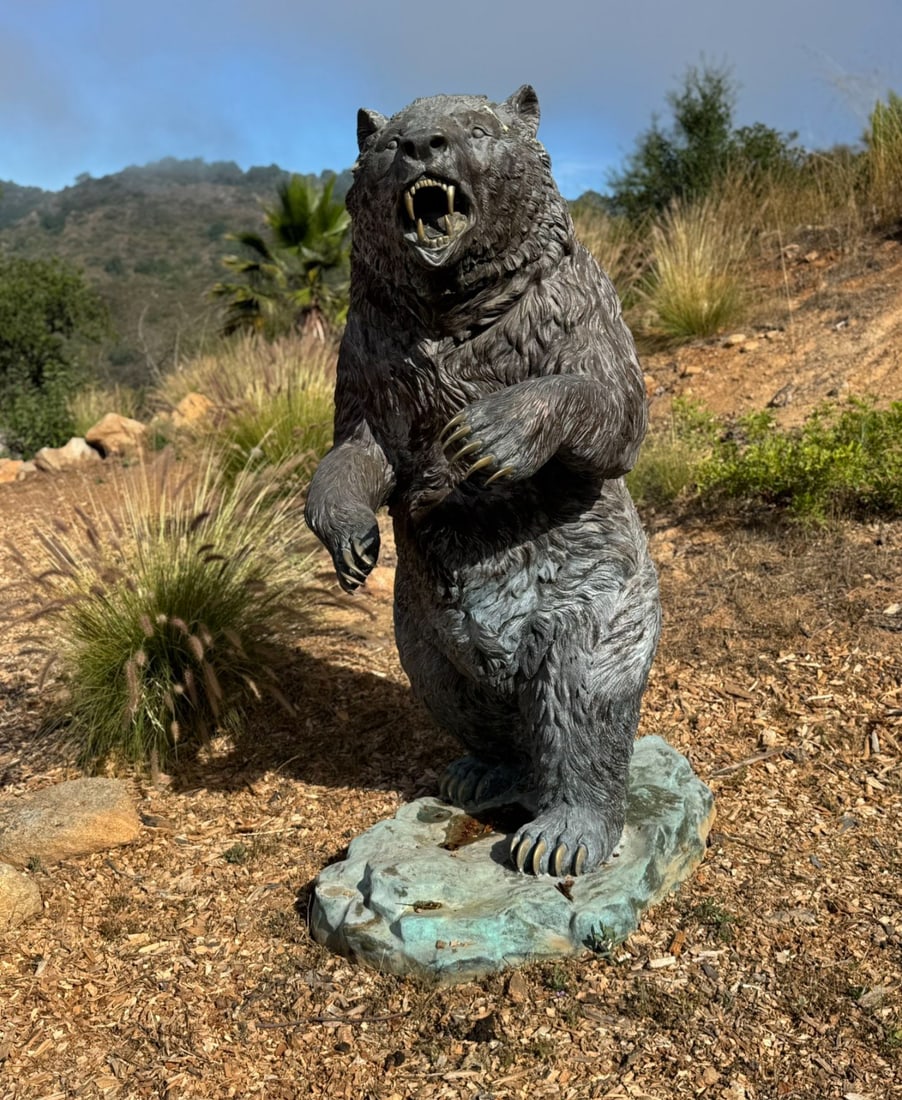 Life Size Bronze Bear Sculpture by Max Turner: Size: 90 in tall -American Made