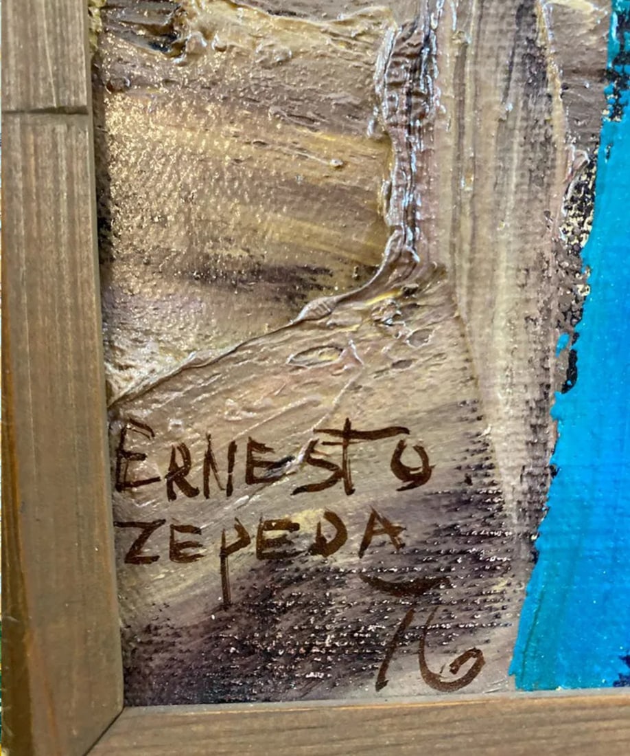 1976 Native Boy oil Painting by Ernesto Zepeda - 4