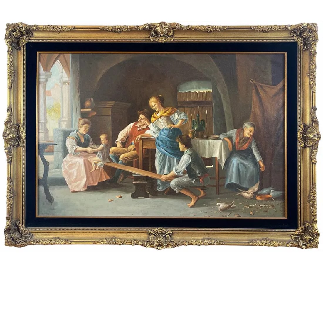 Family Oil Painting by Paul Shayen: 44 in L x 32 in H