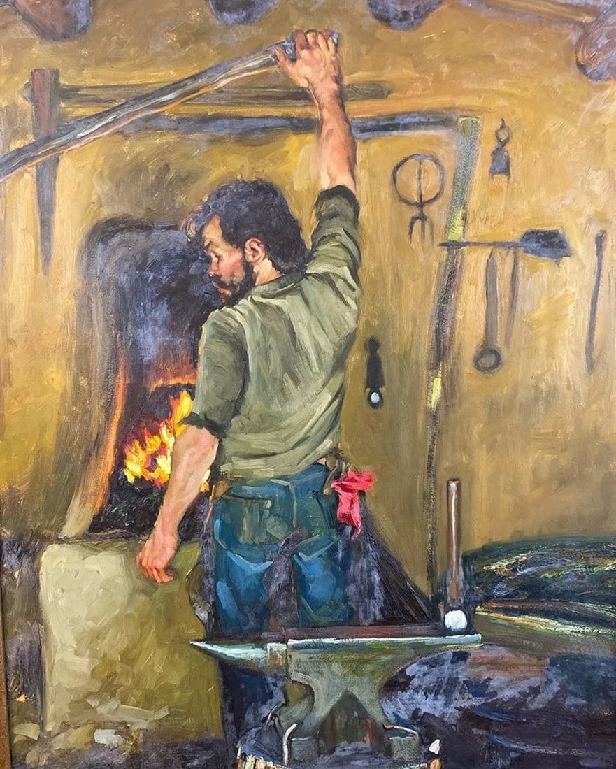 Blacksmith Oil Painting R. Dowell - 2