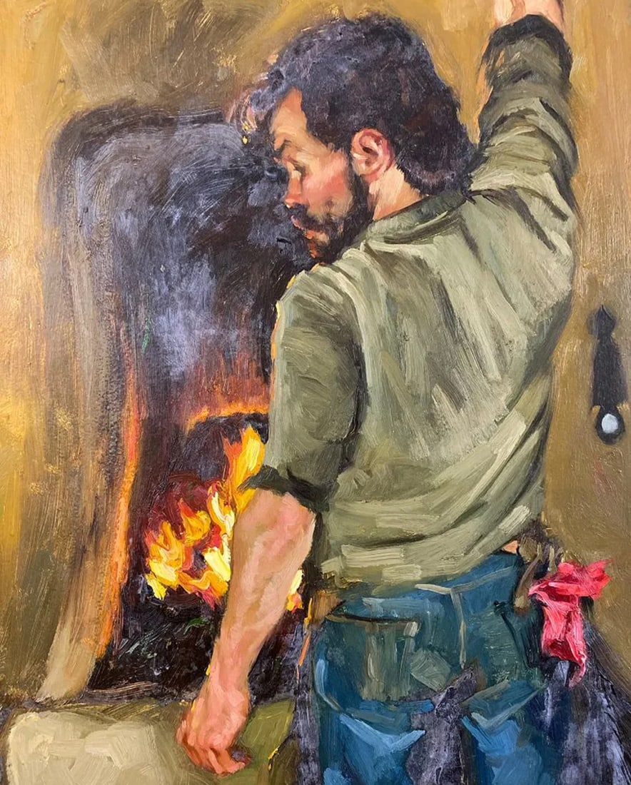 Blacksmith Oil Painting R. Dowell - 3