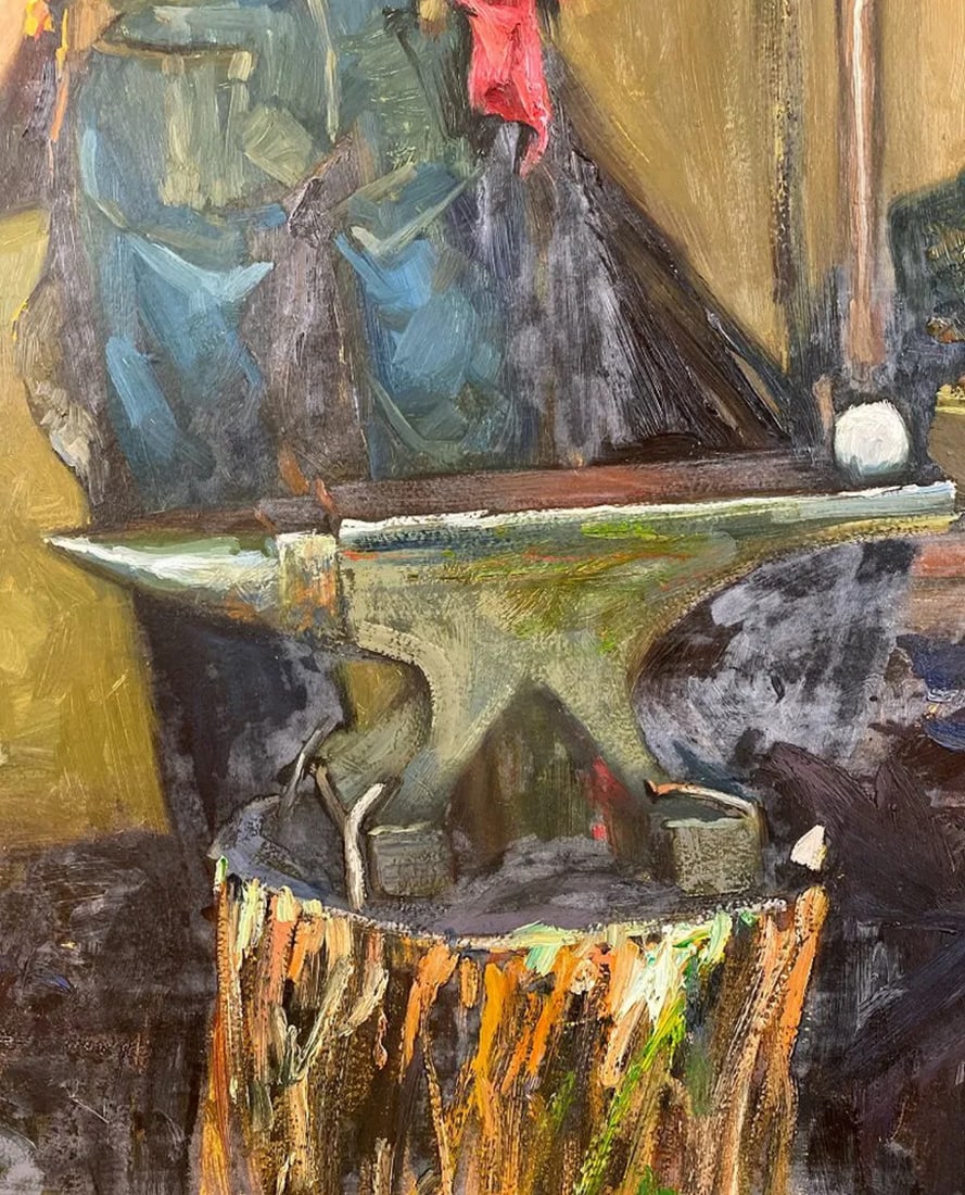 Blacksmith Oil Painting R. Dowell - 4