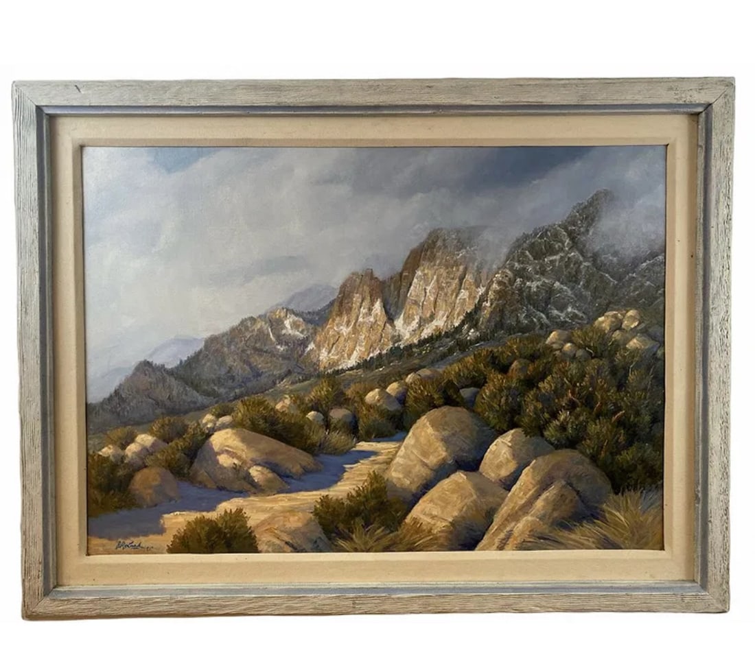 1991 February Snow- Oil on Canvas by J. R. Lusk: Frame: 56 in L x 42 in H