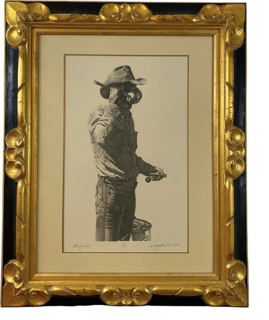 Cowboy Limited Edition by Walt Johnston: Frame: 31 in H x 24 in L -****limited Print - 5/150 pieces made - Signed and stamped by Walt Johnston 1932-2018Walt Johnston was a contemporary realist. He looked at everything in the most modern way,
