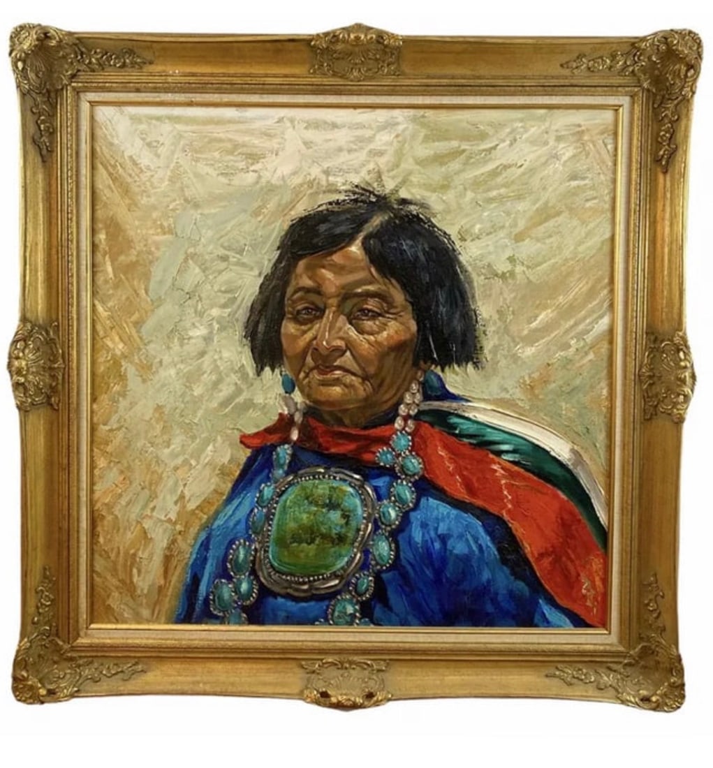 Large Native Woman Oil Painting (1 of 1)