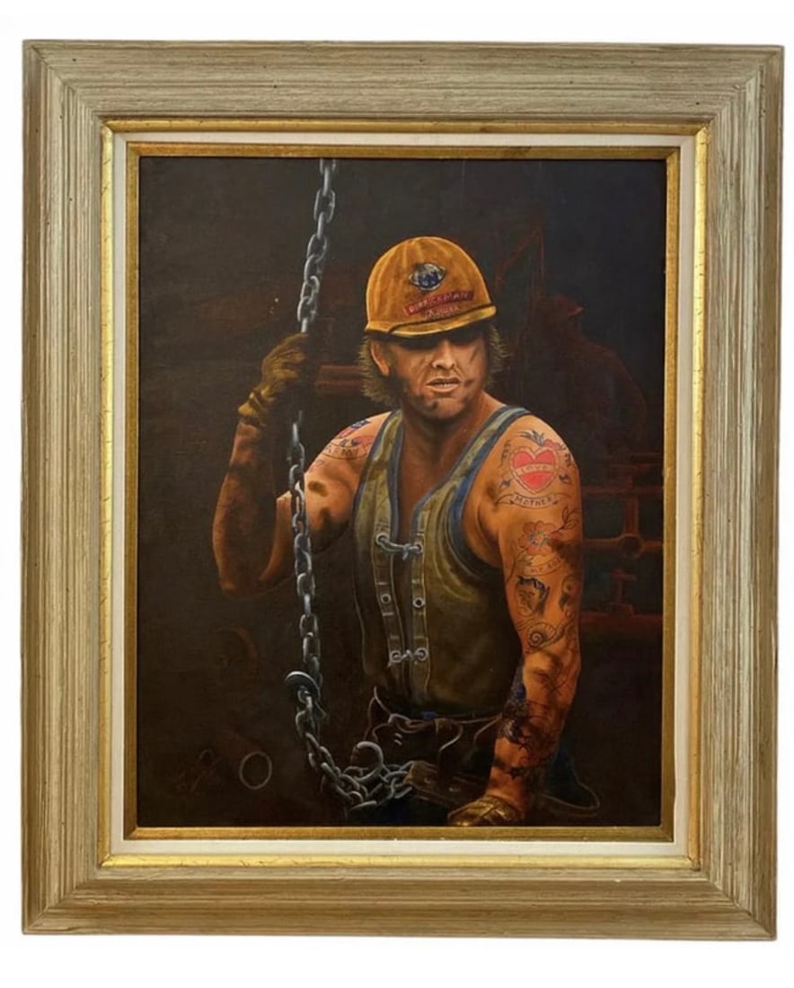 Mother Love Derrickman Oil Painting By W. H. Hayes: Oil Painting - Frame: 37 in L x 22 in H-