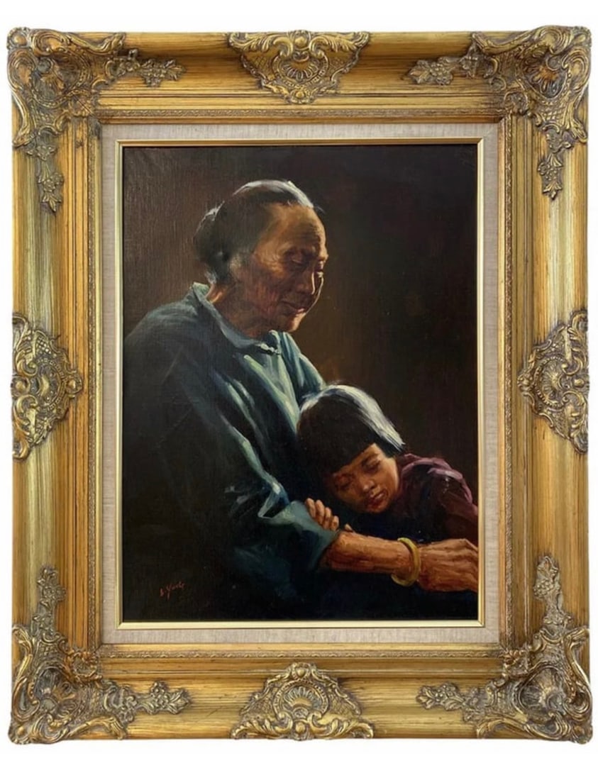 Grandmothers Love Oil Painting by L. Yung (1 of 2)