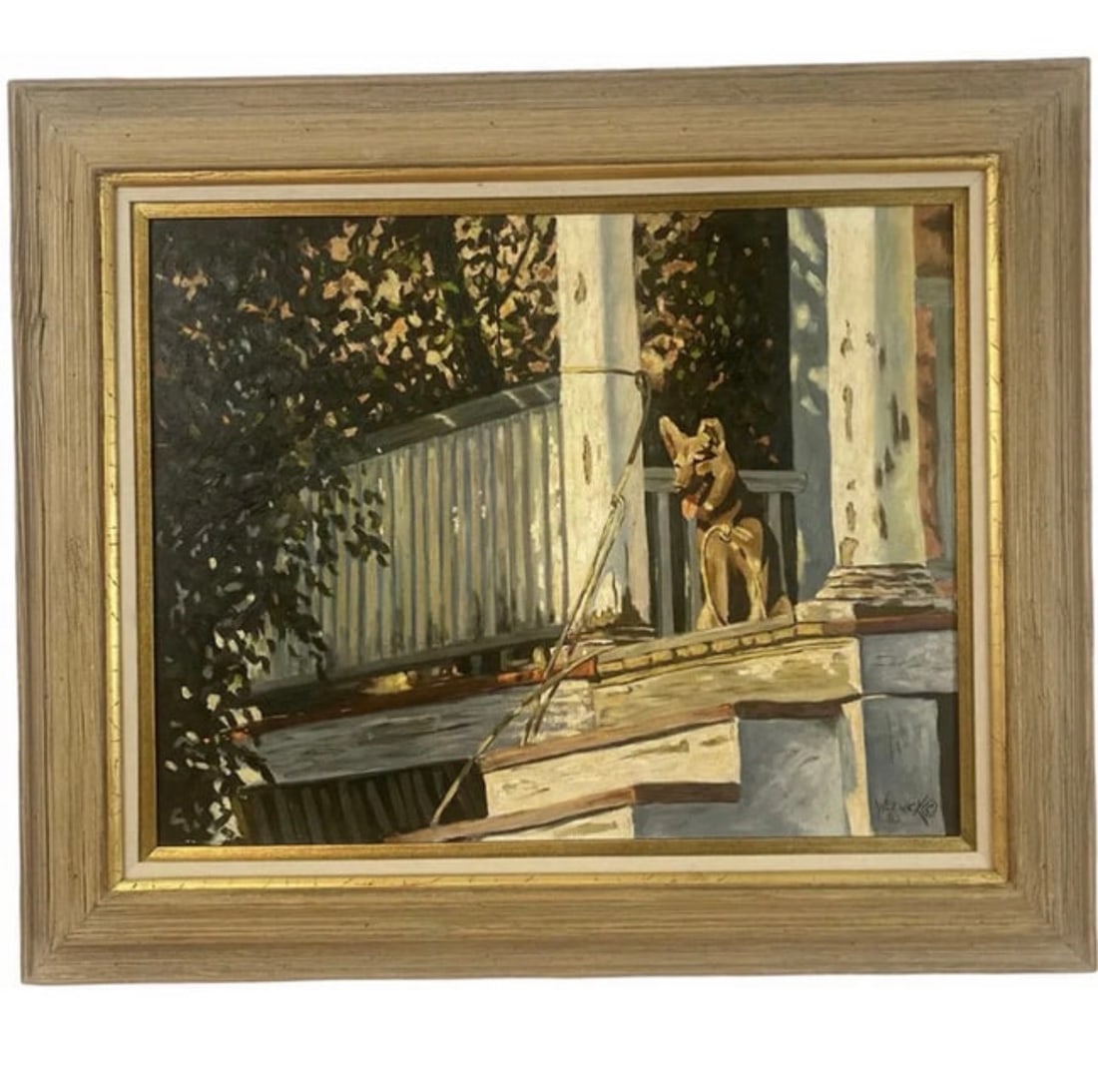 1995 German Shepard, my friend Oil Painting by Wezbick: Frame: 38 in L x 33 -