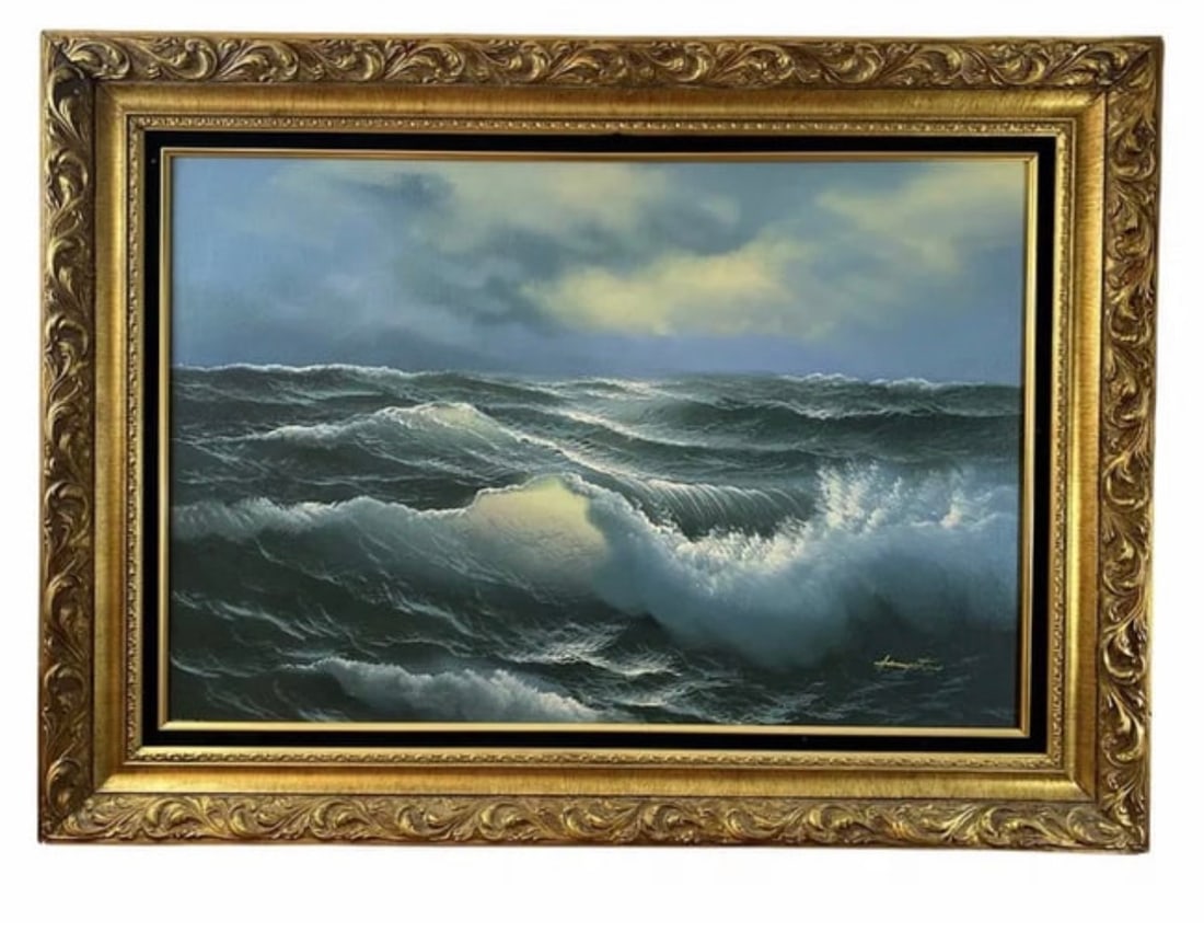 Ocean Scene Oil on Canvas Painting - Signed (1 of 2)