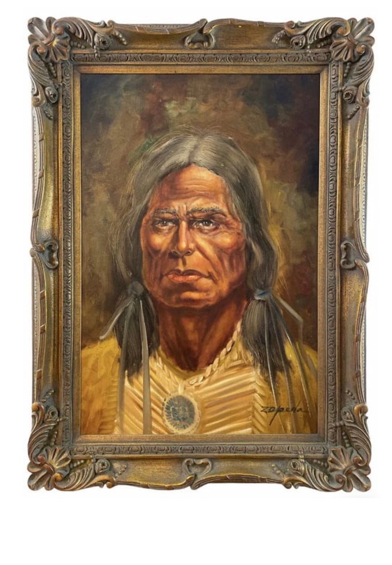American Indian Oil Painting by Zepeda: ize: 45 in x 33 in