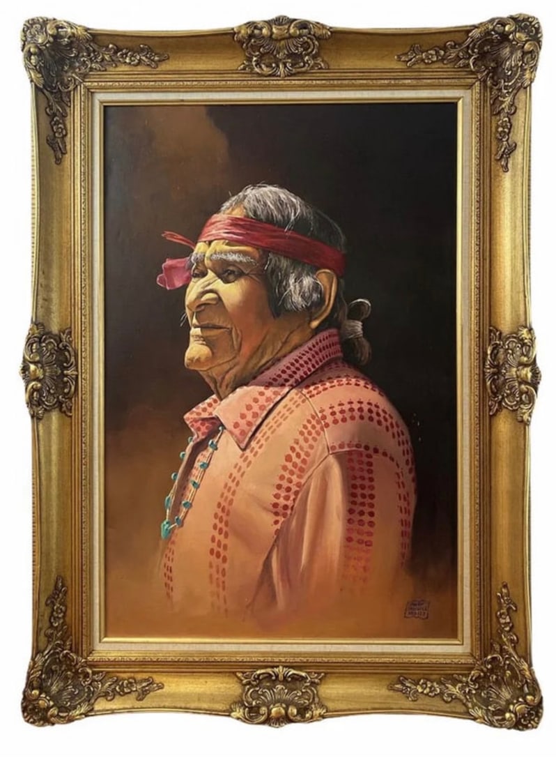 Large Native Man Oil Painting by Hector Morales (1 of 2)