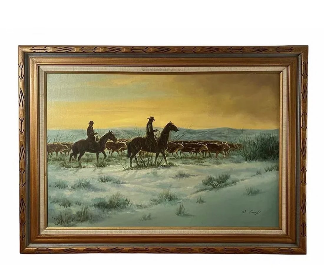 Western Sunset Oil Painting by W. Tony (1 of 4)