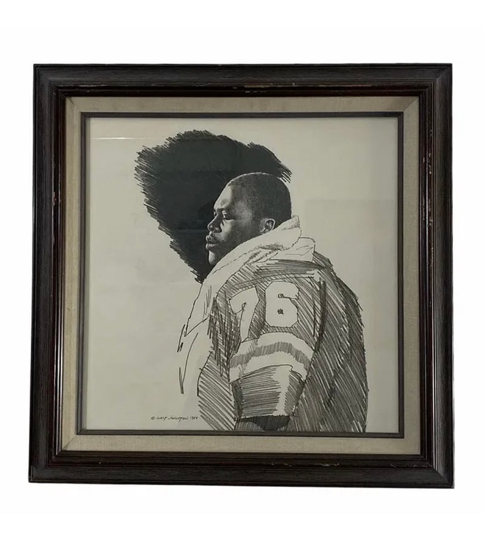 1984 Football Art Pencil Drawing by Walt Johnston (1 of 3)