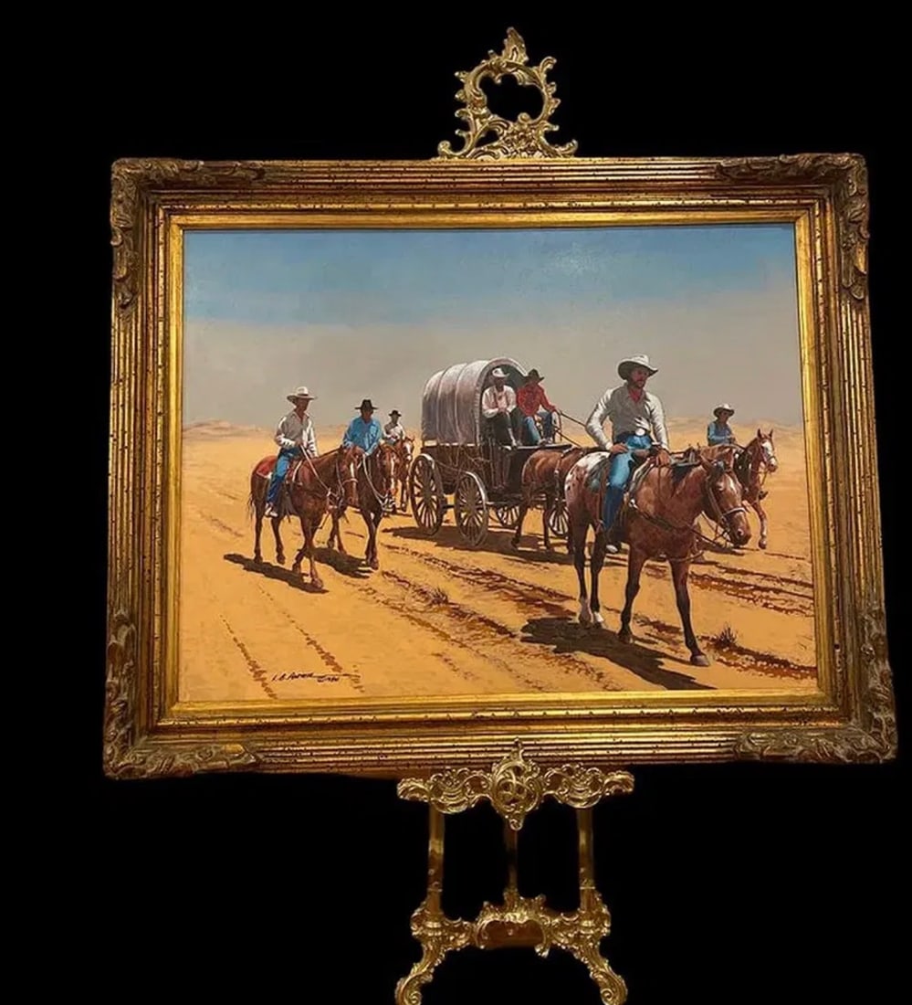 The Supply Wagon Western Oil Painting by L. B. Porter (1 of 5)