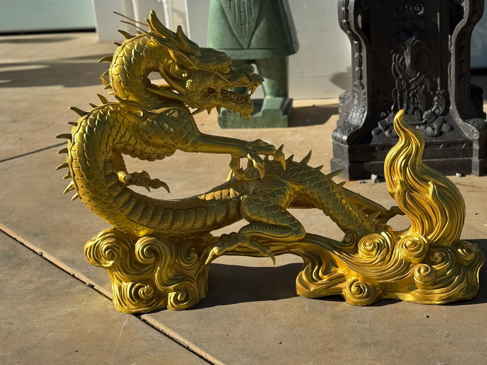 Large Gold Bronze Dragon: Size: 48 in x 35 in x 18 in