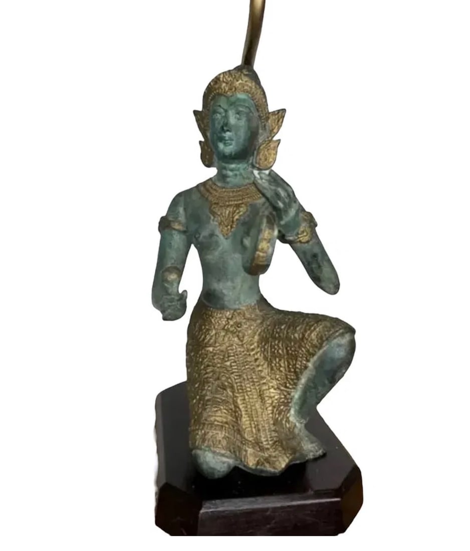 Large Bronze Thai Buddha Bronze Lamp - 2