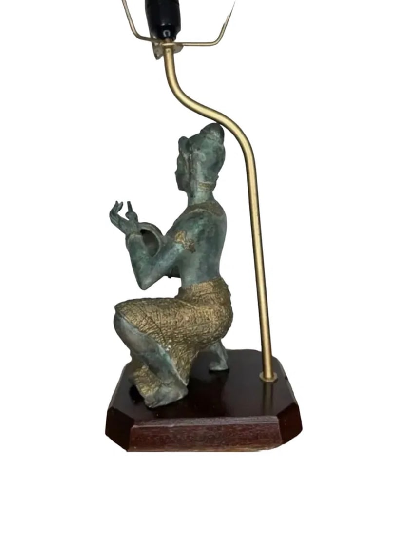 Large Bronze Thai Buddha Bronze Lamp - 3