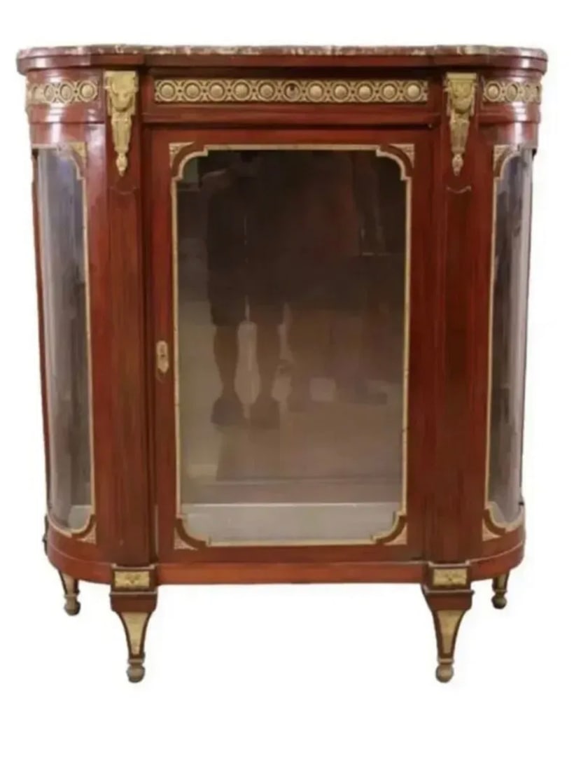 Huge French Louis XV Marble SideBoard Cabinet: Size:60 in x 51 in x 28