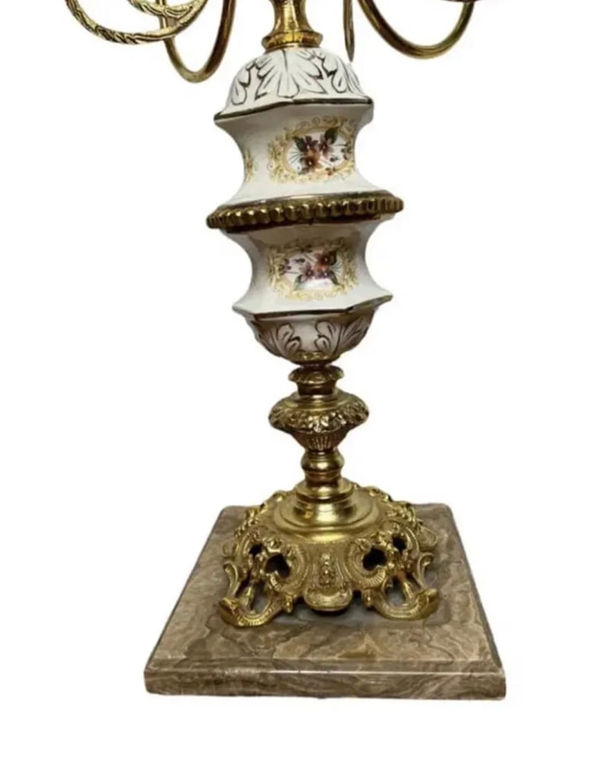 Large Brass Porcelain Lamp Electrical - 2