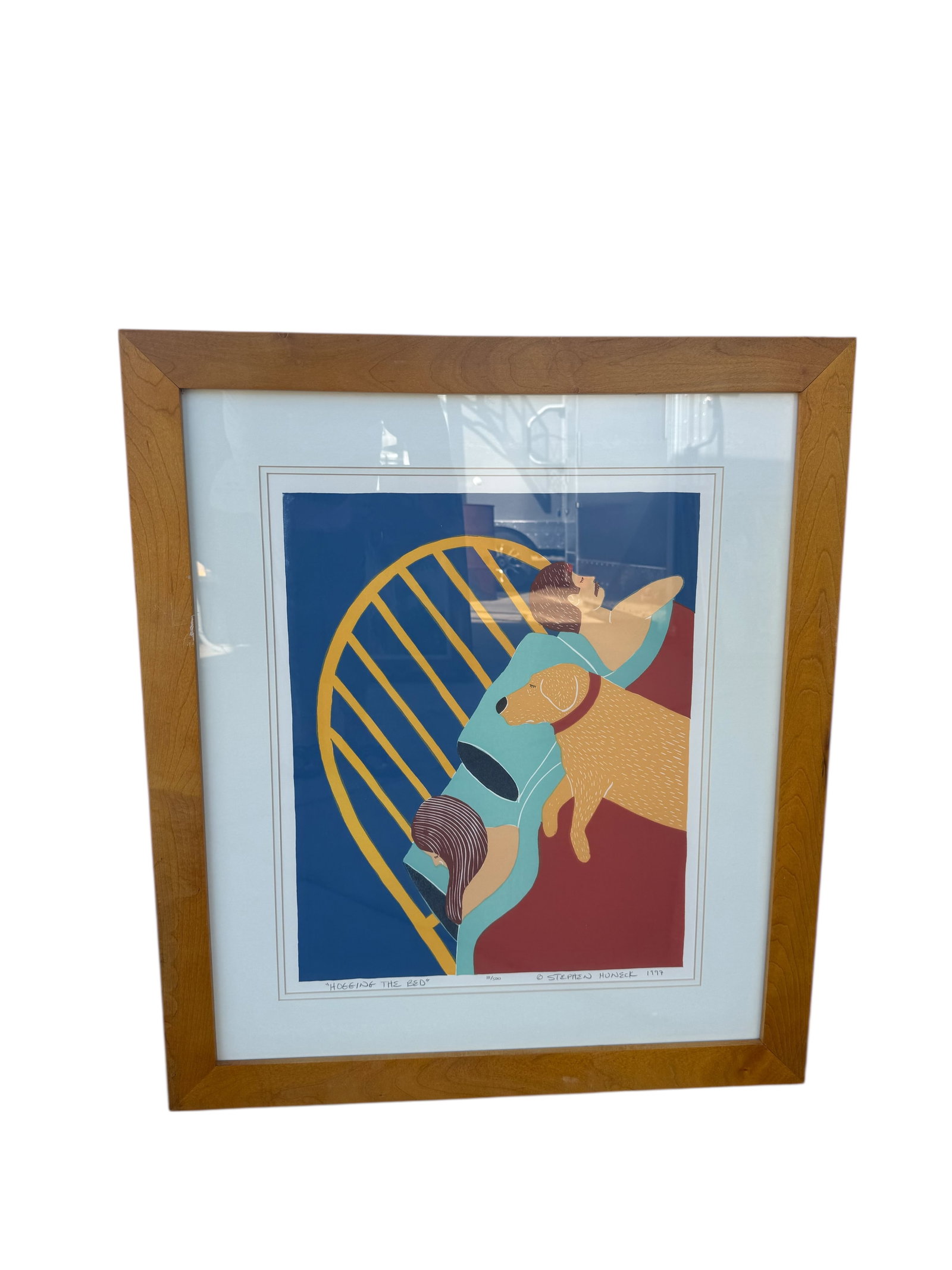 Hoggin the Bed by Stephen Huneck: Size:32 in x 27