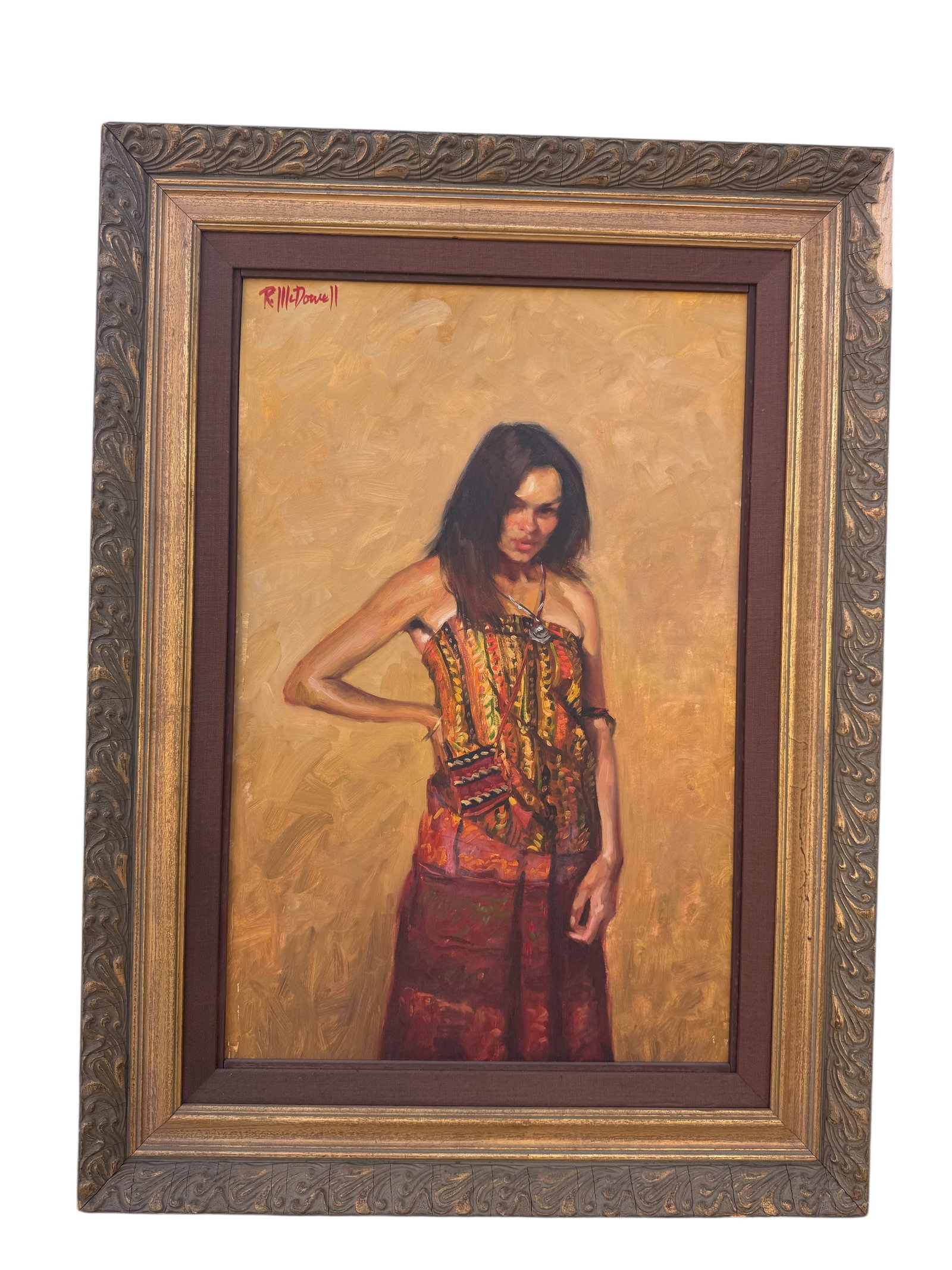 Santa Fe Lady Portrait by Dowell: Size: 32 in x 24 in