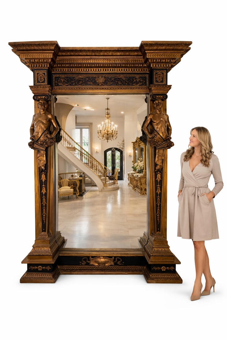 Monumental Neoclassical Caryatid Mirror – 92” Tall (1 of 1)