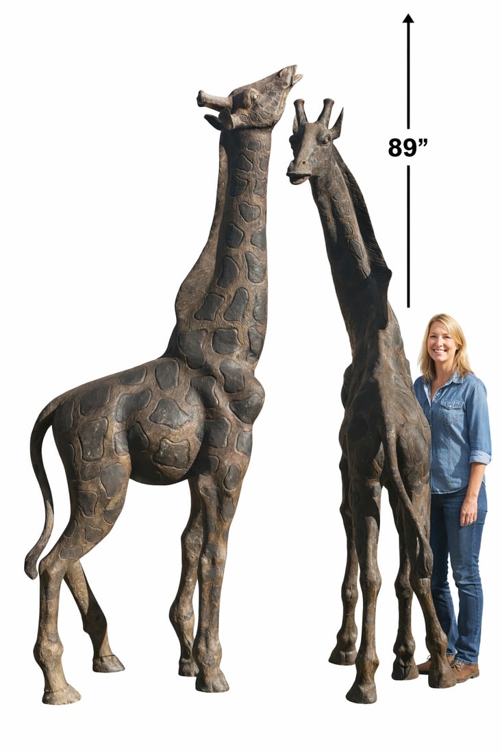Majestic Pair of Bronze Giraffes Sculptures (1 of 2)