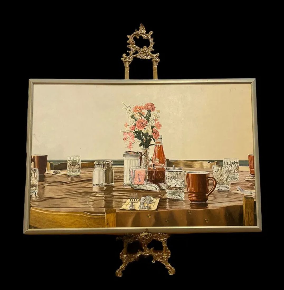 Walt Johnston Authentic Restaurant Table Oil Painting: Size:57 in L x 38 in H (Framed) - Actual Size of the Painting: 53 in by 34 1/2 - Oil on Panel - Signed