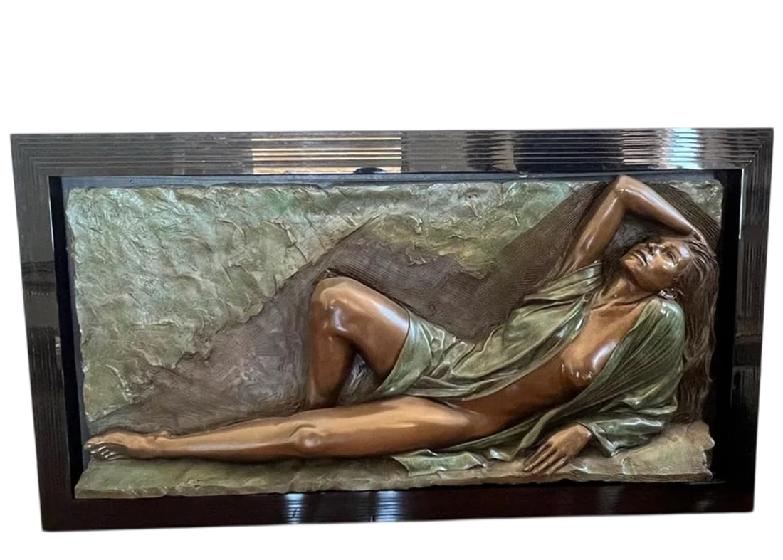Large Semi Nude Woman Wall Sculpture by Bill Mack: Size: 73 in x 40 in