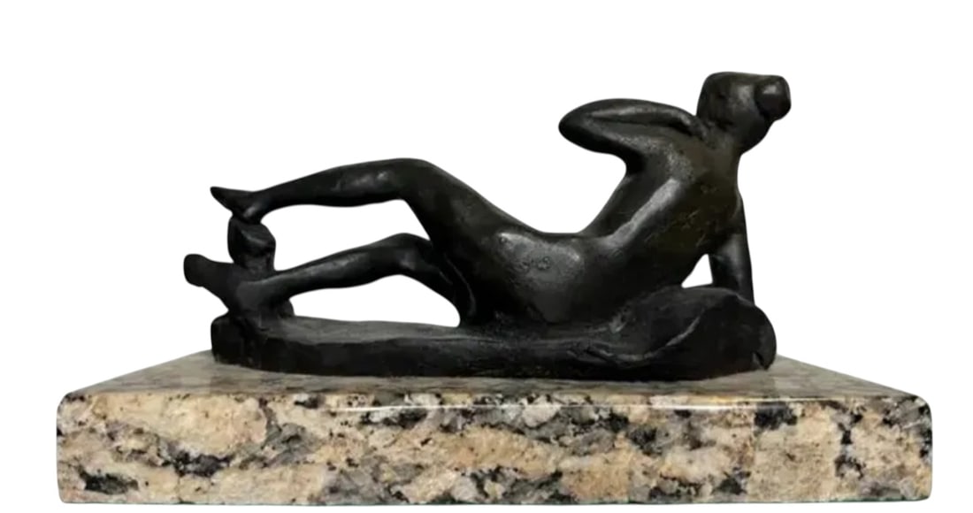 Henry Moore Abstract Figure Bronze Statue - 2