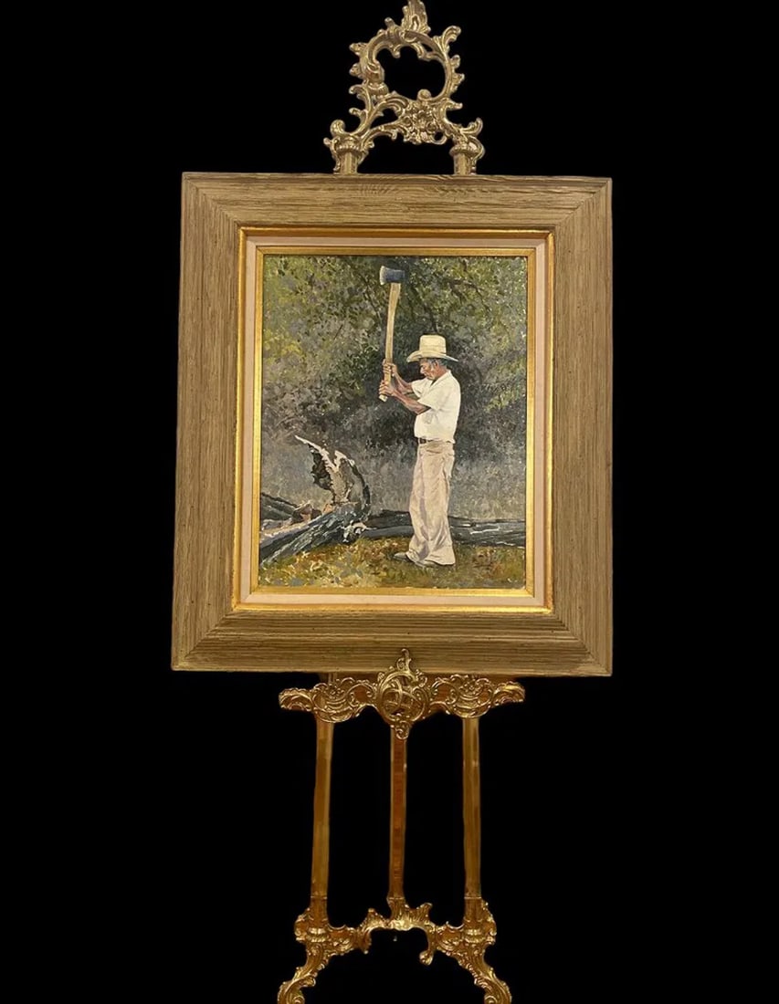 Working in the Ranch Oil on Canvas Painting by Tom Darrah: 1968 - Signed ***Size Frame: 26 x 30 inches Painting Size: 15 1/2 x 20 inches -Tom Darrah began his artistic journey at the Pennsylvania Academy of Fine Arts, the Fleisher Art Memorial, and the