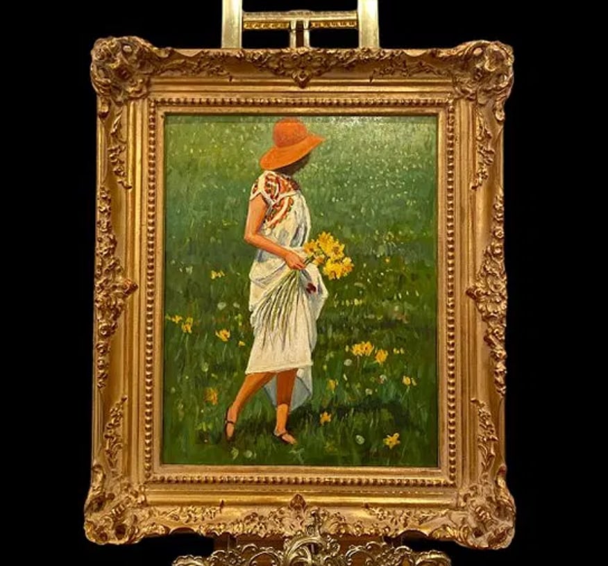 Spring lover Oil Painting by Wezvick: size: 26 in x 23 in