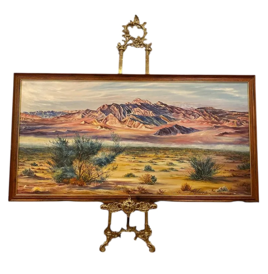 1966 Mountain Oil Painting R. NORELL Signed: SIZE:63 IN X 33 IN
