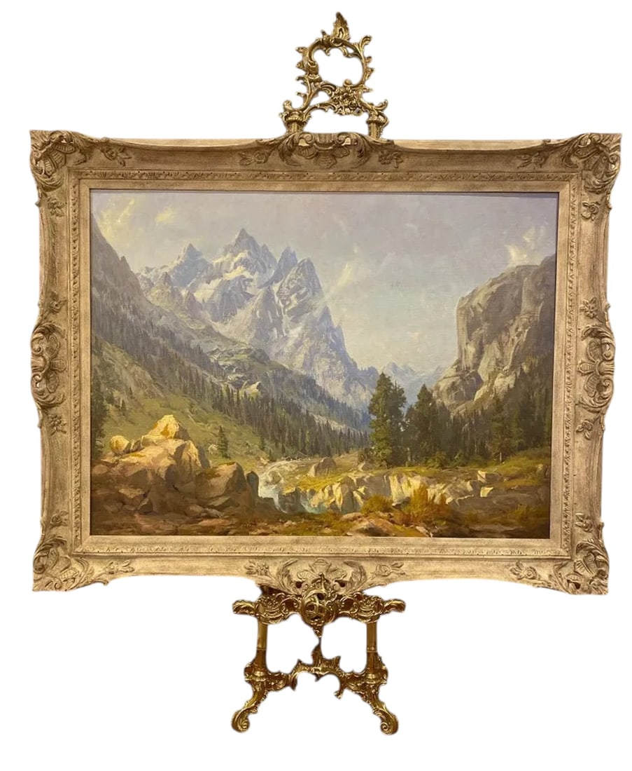 Cascade canyon The Grand Tetons Oil Painting By Rod Golbel: SIZE:49 IN X38 IN